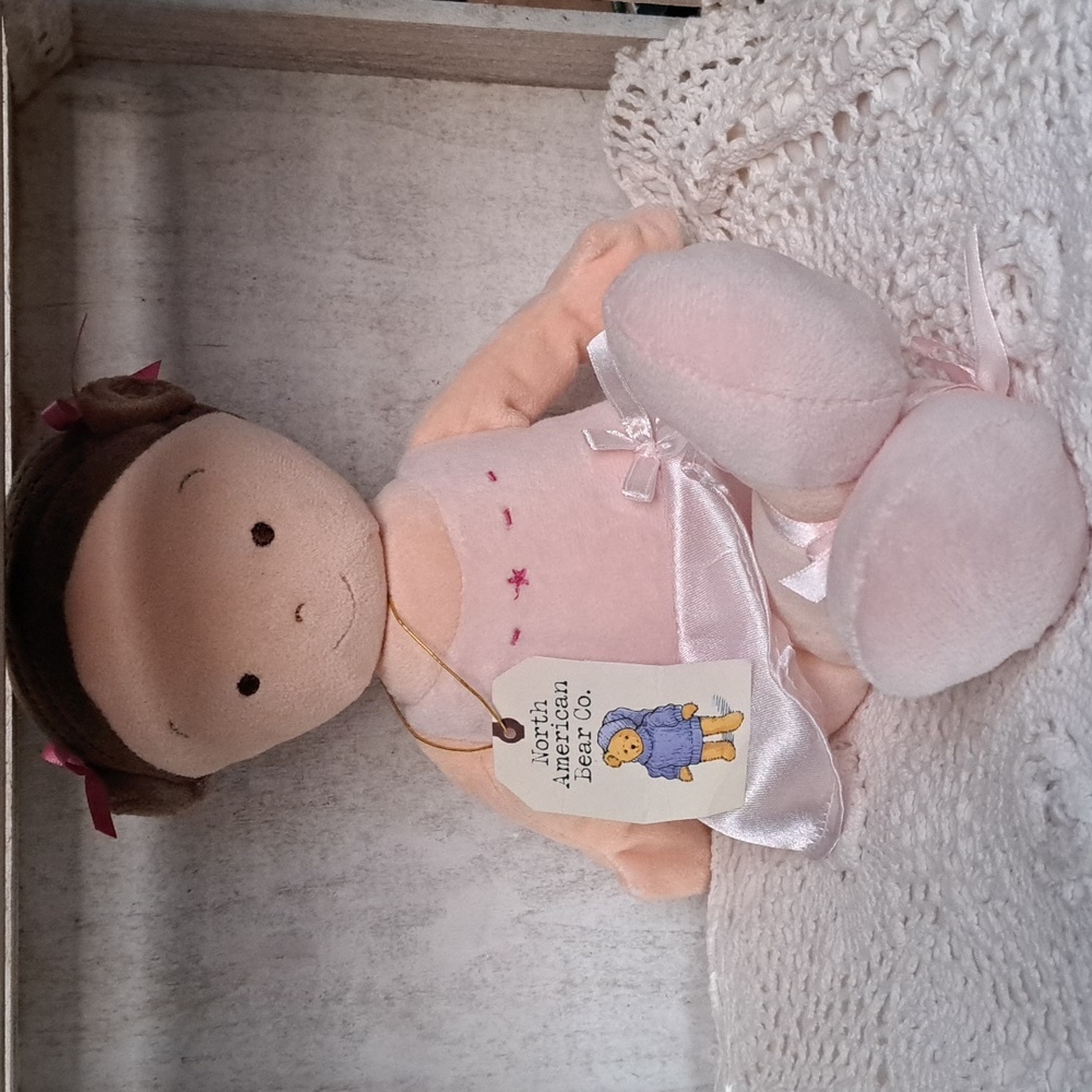 North American Bear Co. Little Princess 15" Ballet Brunette Doll Plush 